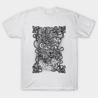 Fenrir - The Famed Wolf - Traditional Norse Knot-work Art T-Shirt